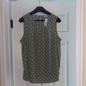 Olive Polka Dot Sleeveless Blouse